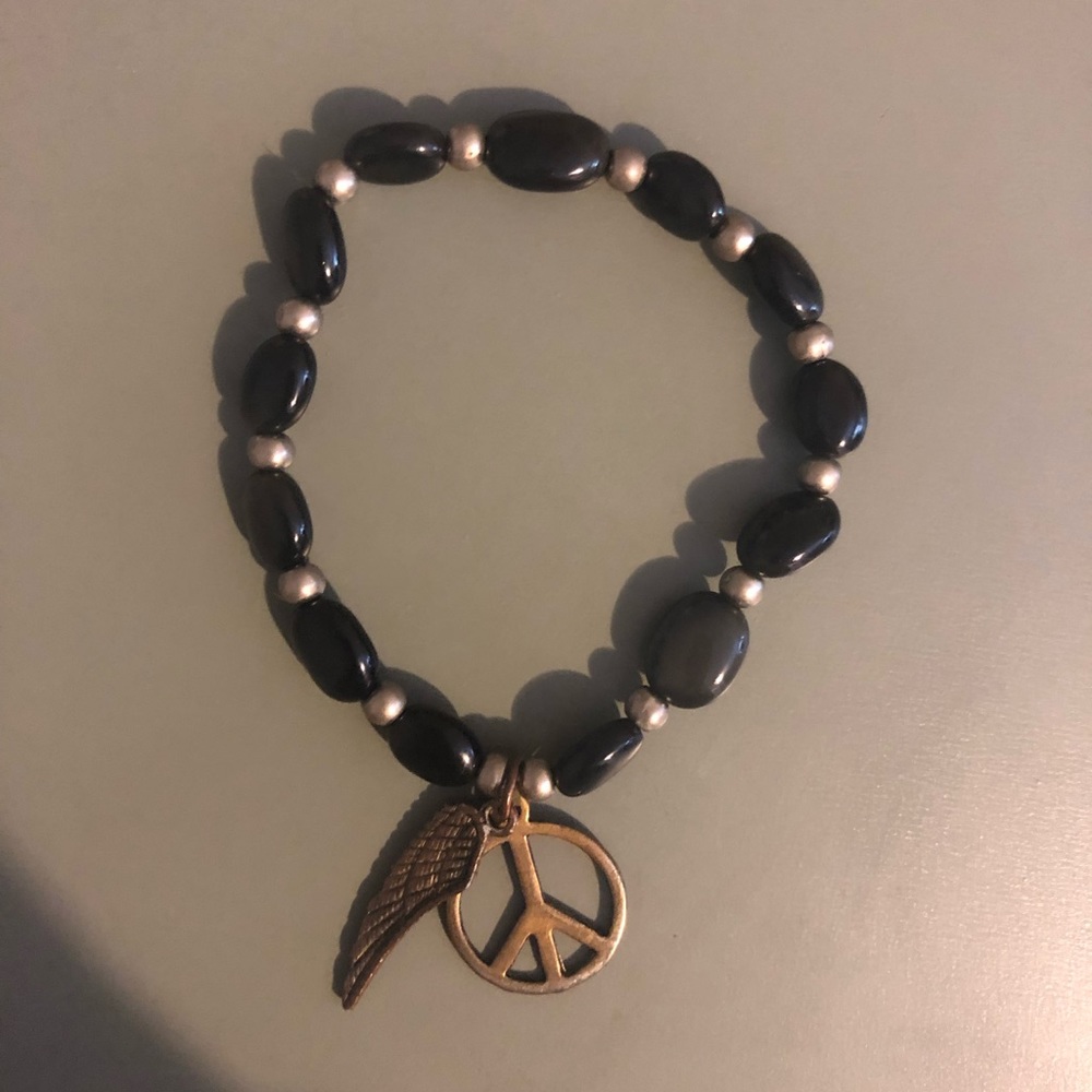 Feather peace sign bracelet